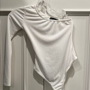 Zara White Asymmetrical Bodysuit